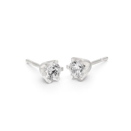 Ohrstecker Fairtrade in Weissgold mit weissem Ethical Diamond 