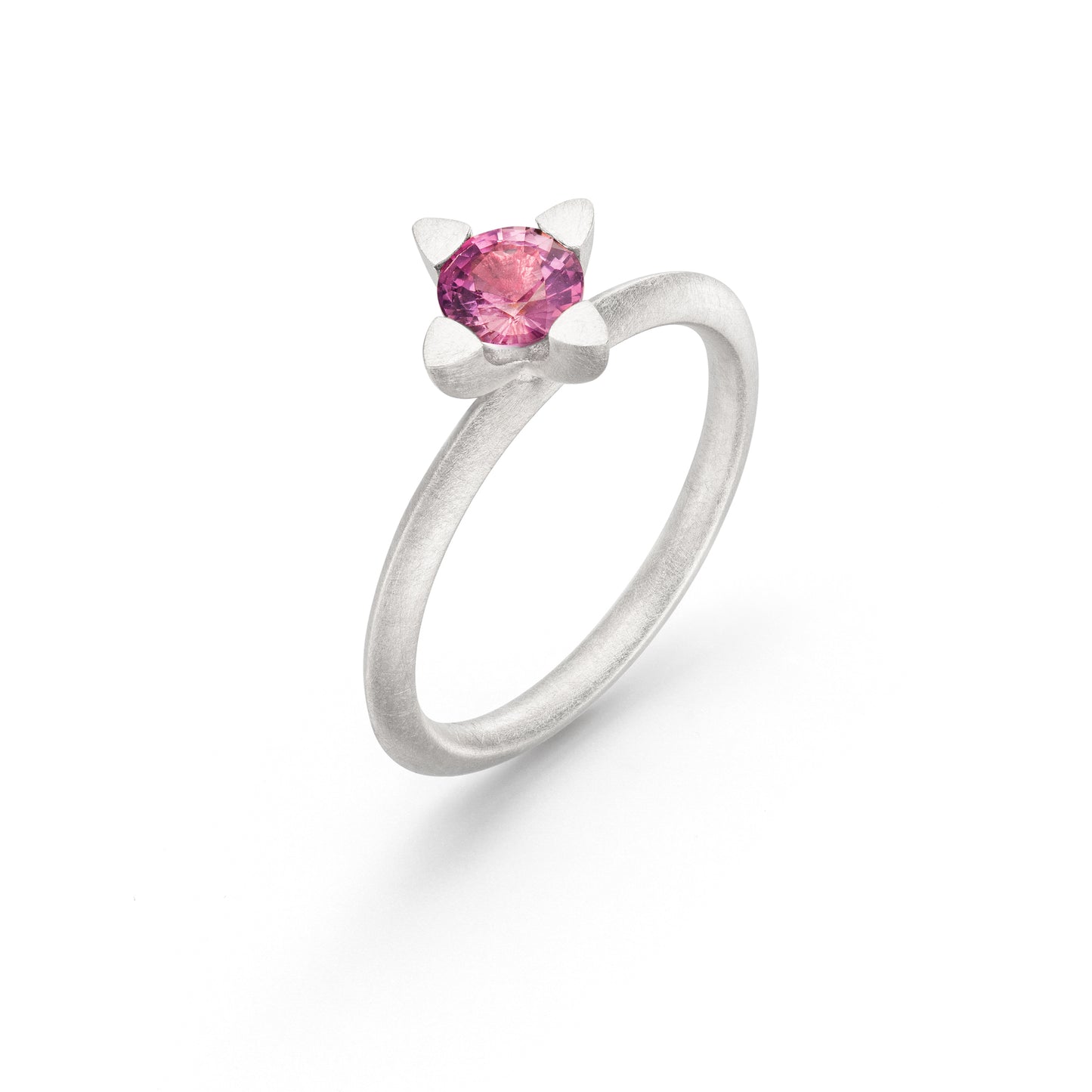 Verlobungsring 18 kt weissgold pinker  Saphir der Ceylon Kollektion von Jan Spille Schmuck