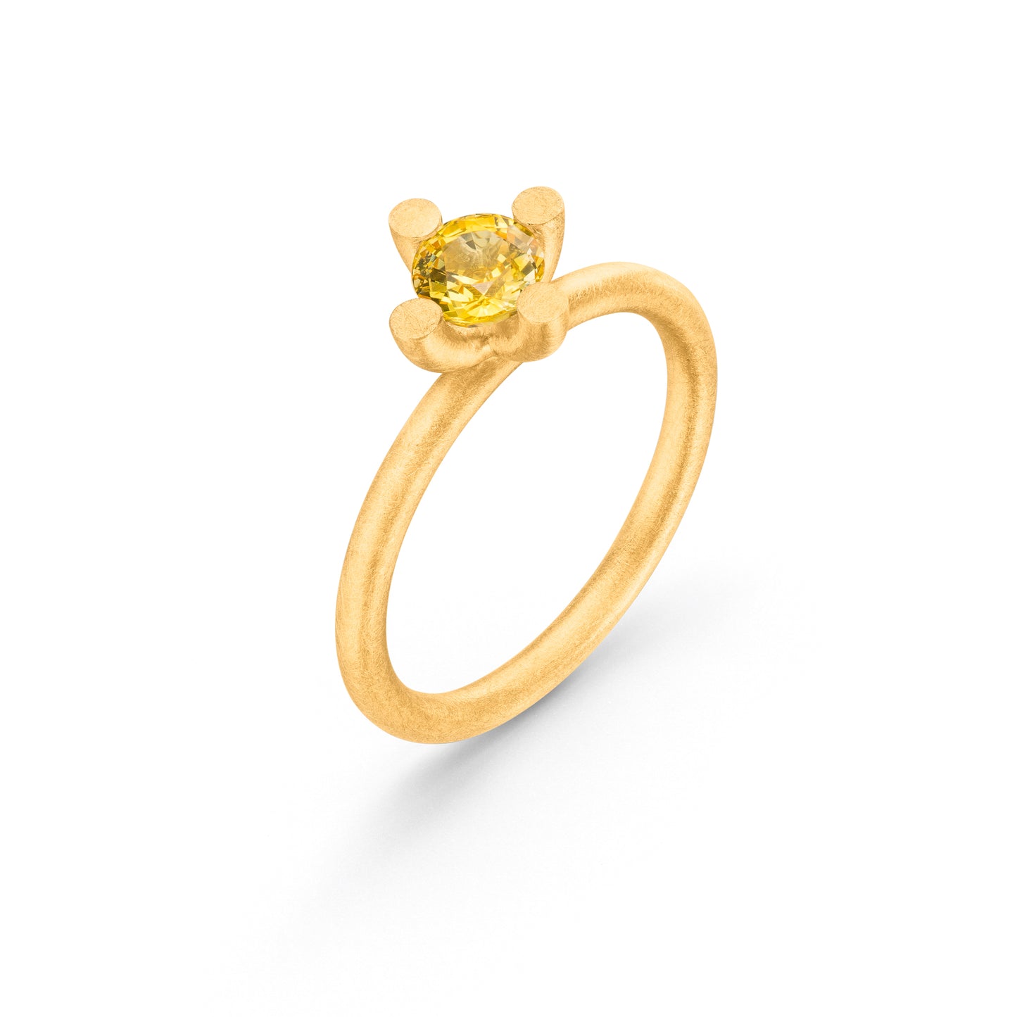 Verlobungsring gelbe Saphir in Fairtrade Gelbgold von Jan Spille Schmuck aus Hamburg