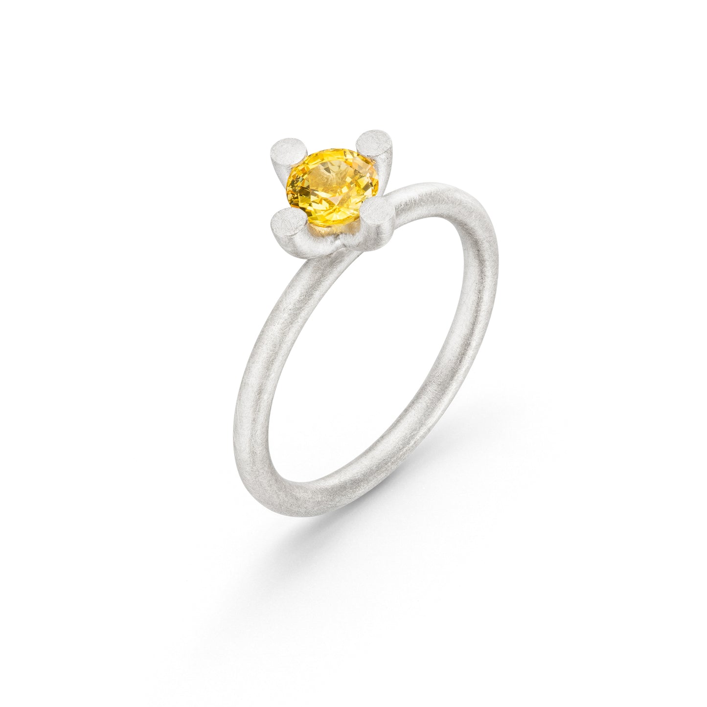 Verlobungsring gelbe Saphir in Fairtrade Weissgold von Jan Spille Schmuck aus Hamburg