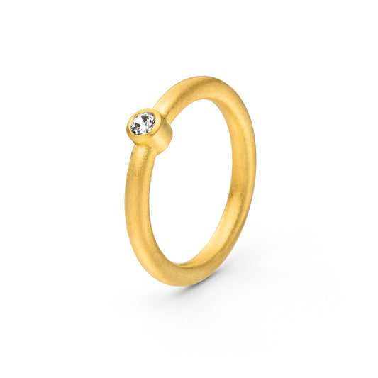 Goldring mit Diamant runde Form Gelbgold 