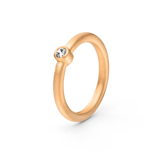 Goldring mit Diamant runde Form Roségold 