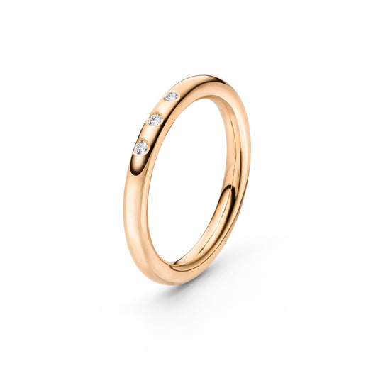 Runder Goldring mit ethischen Diamanten aus Fairtrade Gold in 750 Roségold