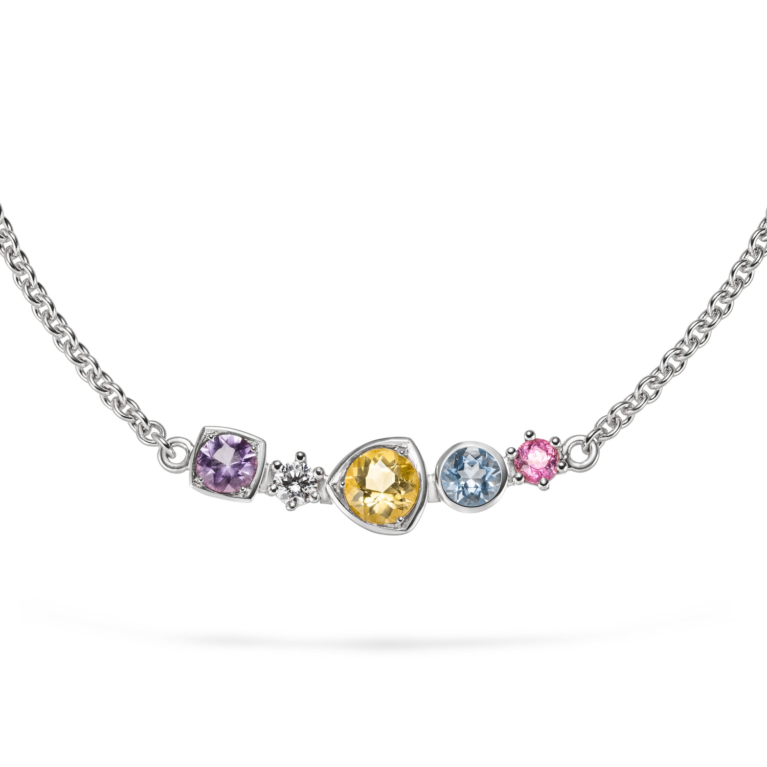 weissgold halskette bunte steine aus der Diversity-Collection von Jan Spille
