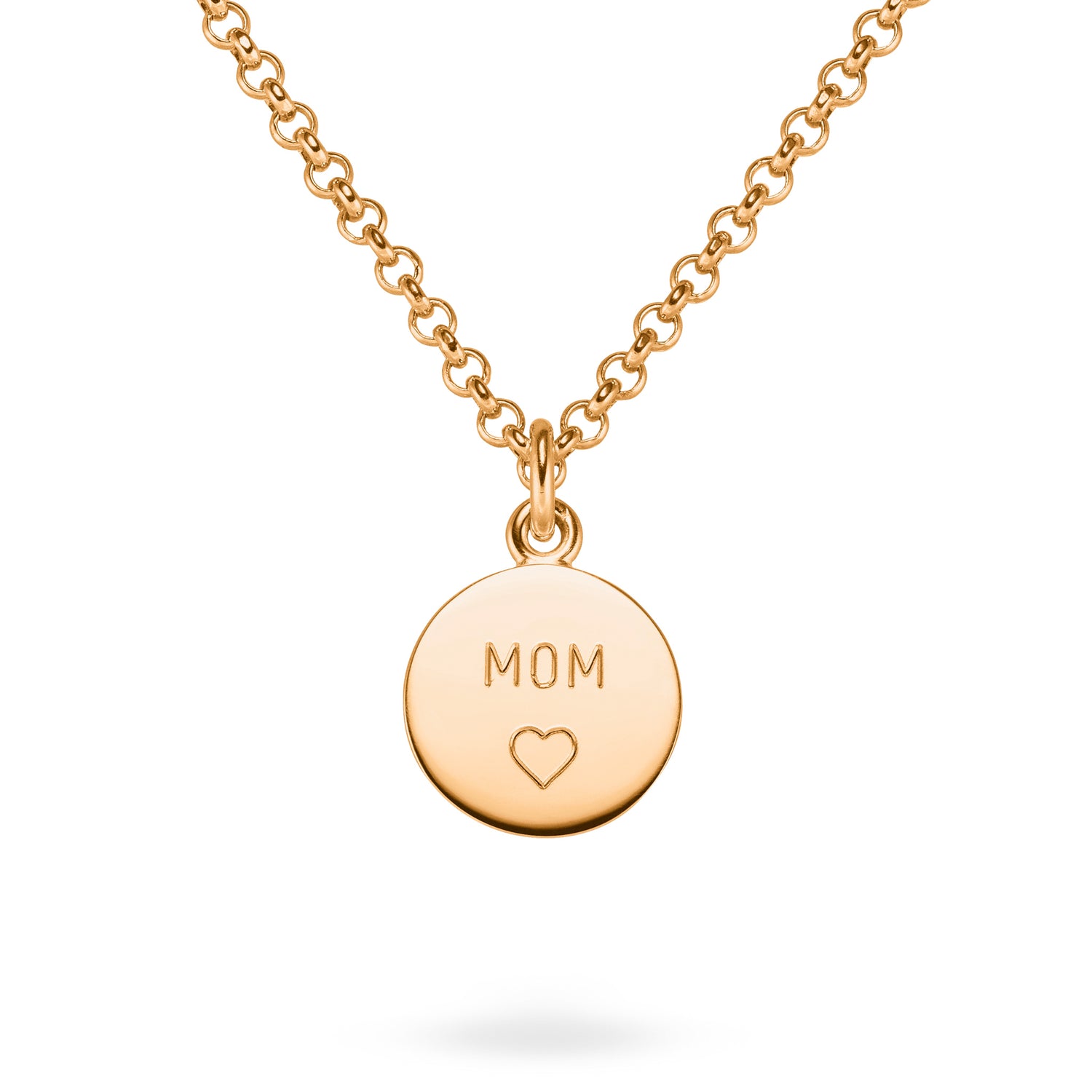 Coin Kettenanhänger für mamas mit MOM Gravur aus fairtrade Silber, vergoldet