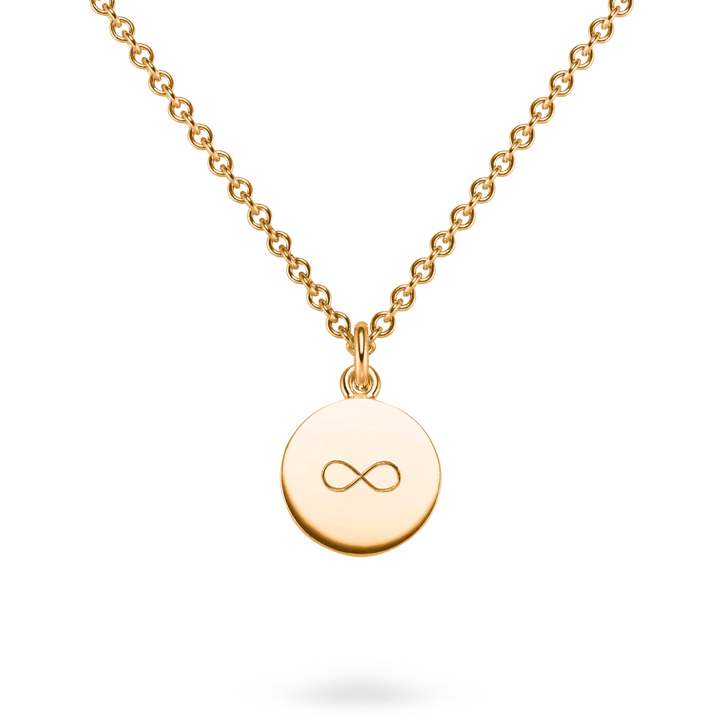 Kettenanhänger Gold Infinity. Fairtrade Silber, graviert. Die SIGNS-Collection ist handgefertigt in Hamburg von jan Spille Schmuck