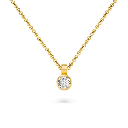 dezente diamant kette Fairtrade gelbgold der spotlight Collection von Jan Spille Schmuck
