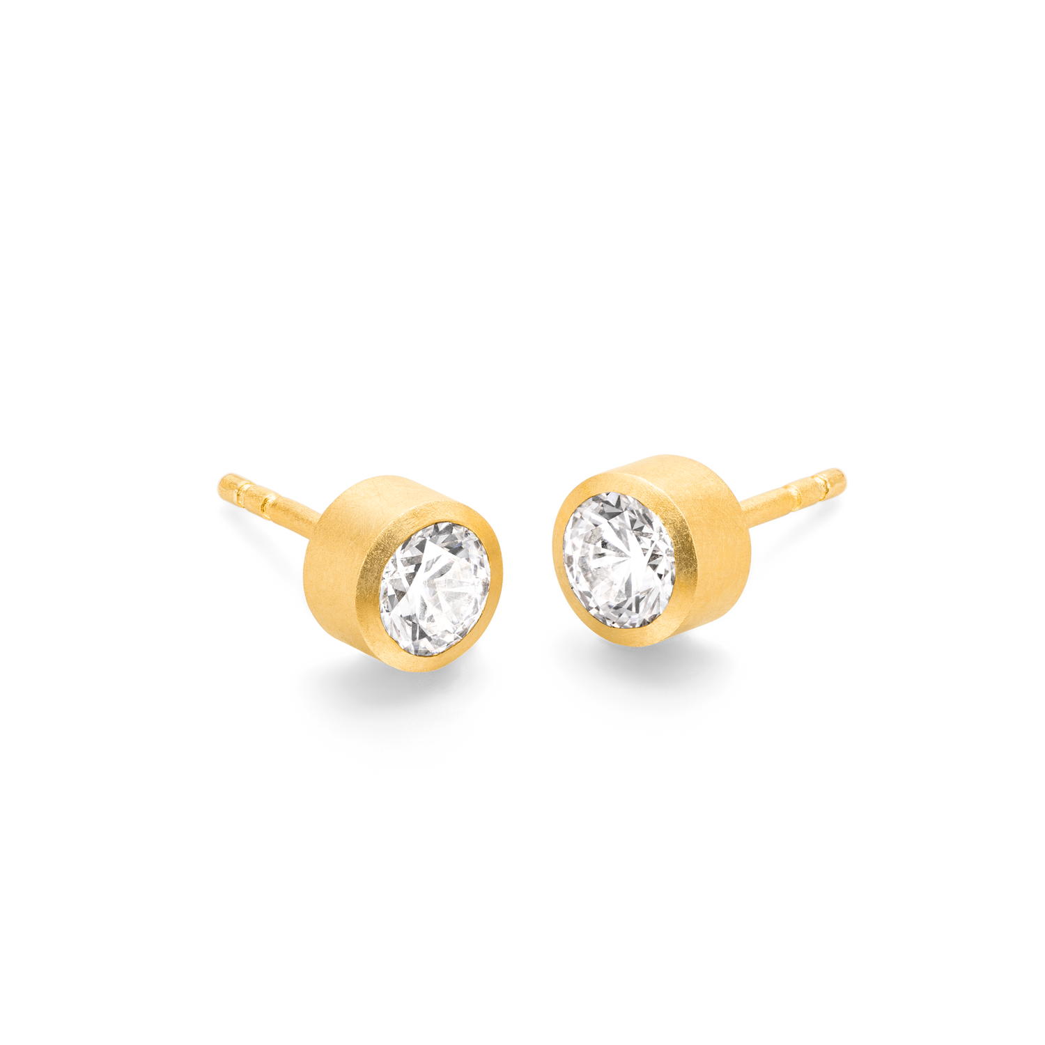 ohrstecker mit diamant 1 karat Gold Matt in gelbgold von jan spille schmuck
